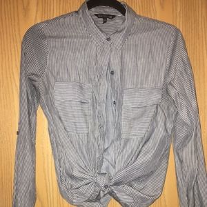 EXPRESS thin pinstriped button down with knot